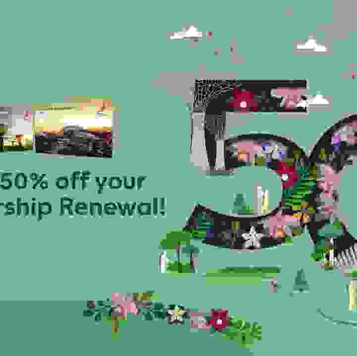 Save 50% when you renew your membership! 