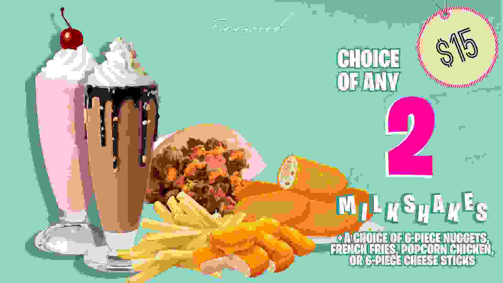 Milkshakes &amp; Snack for $15 at Finnwood