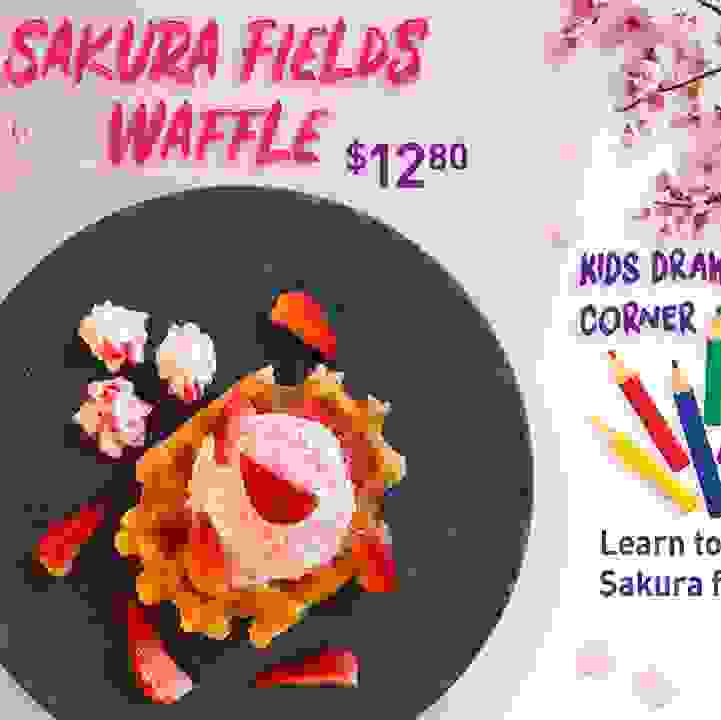 Sakura Fields Waffle &amp; Kids Drawing Corner (Learn how to draw Sakura flowers!)