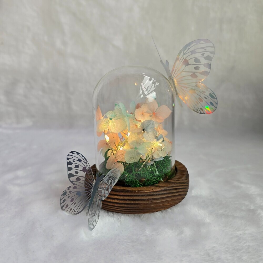 Get Crafty! &ndash; Mini Hydrangea Flowerhead in Glass Dome by Oak &amp; Willow