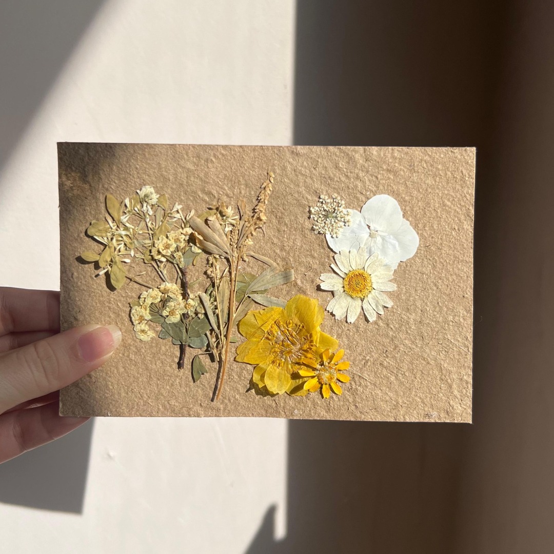 Get Crafty! - Pressed Florals on Upcycled Postcards by When Stars Align