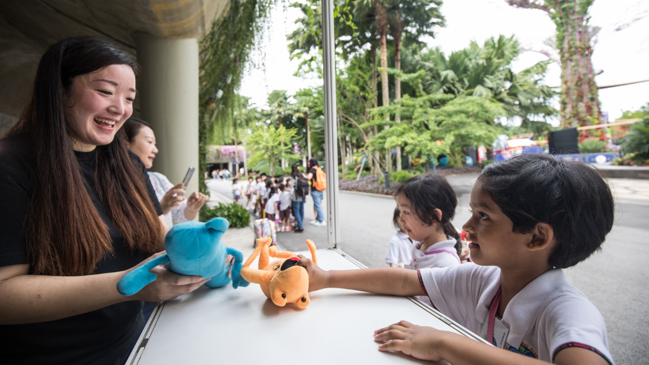   Students from Global Mindz Eden Preschool contributing to the toy donation drive at Children’s Festival in Gardens by the Bay.