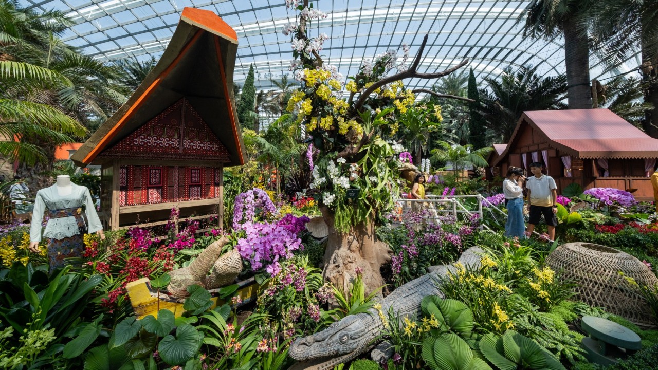 The five Southeast Asian countries of the joint UNESCO kebaya bid  present a multinational orchid display at Gardens by the Bay