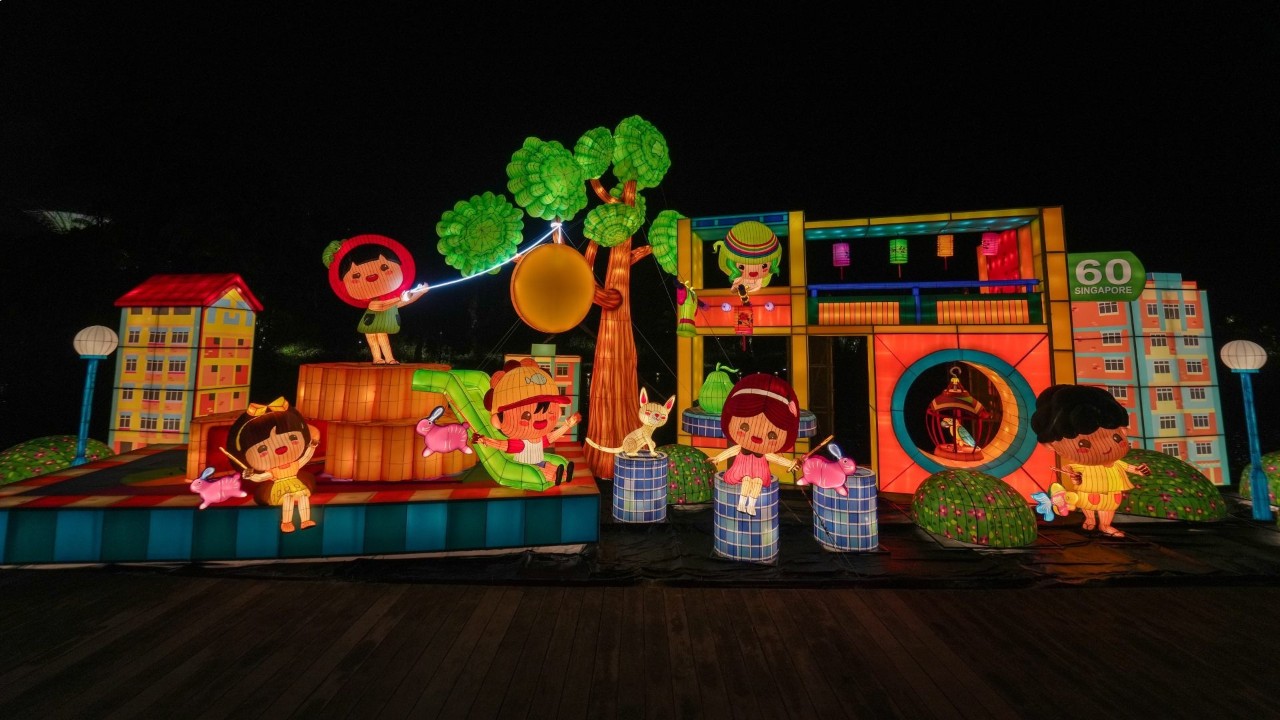 The Celebrating as One lantern set on Dragonfly Lake