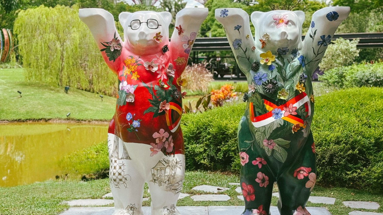 The Singapore Buddy Bear (left) and the German Buddy Bear (right), each reflects the unique heritage and cultural identity of their respective country.
