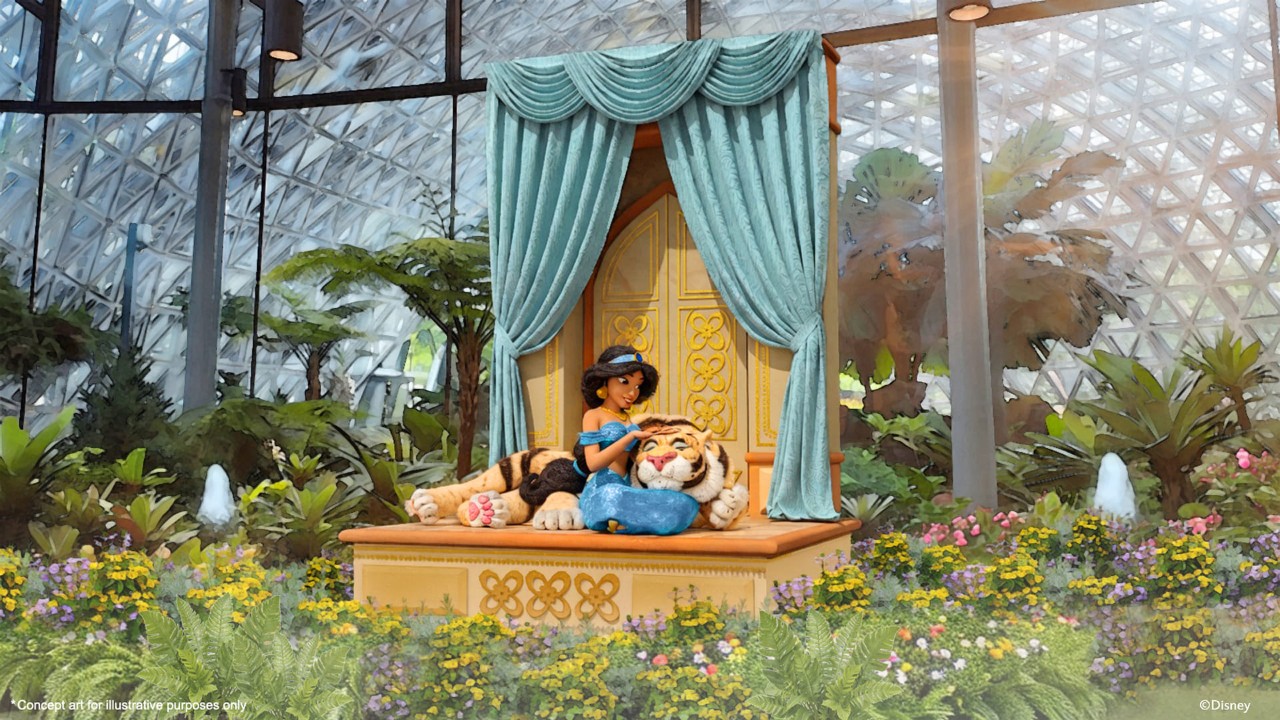Jasmine and Rajah from Aladdin (Concept arts above are for illustrative purposes only)