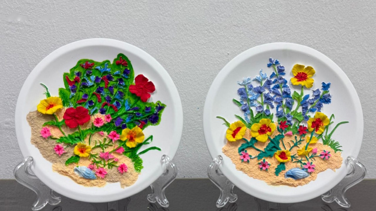 Get Crafty! - Spring Bloom Sculpture Plate Painting by Esty Art