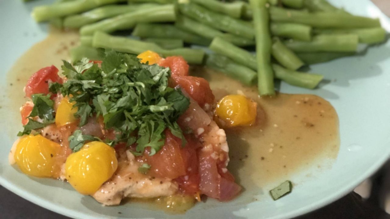 Simple Chicken And Tomatoes Skillet With Garlic And Capers