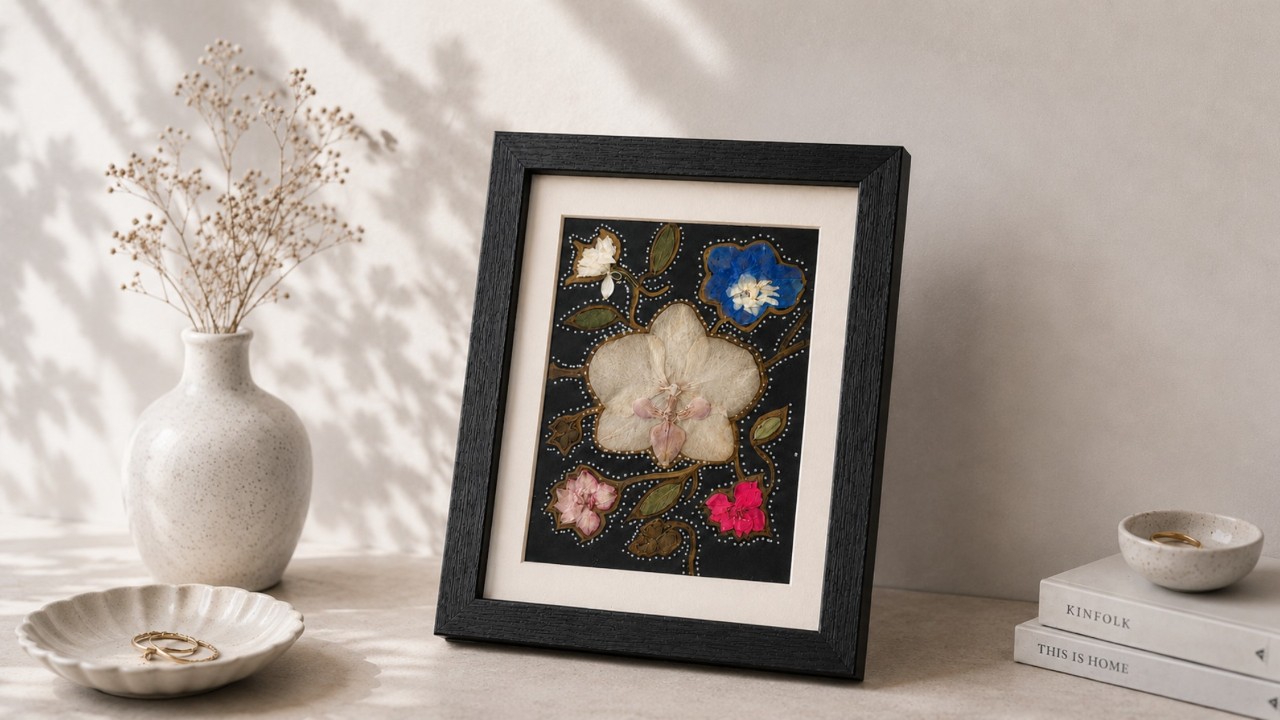 Get Crafty! – Batik-Inspired Pressed Flowers on Cardstock by When Stars Align